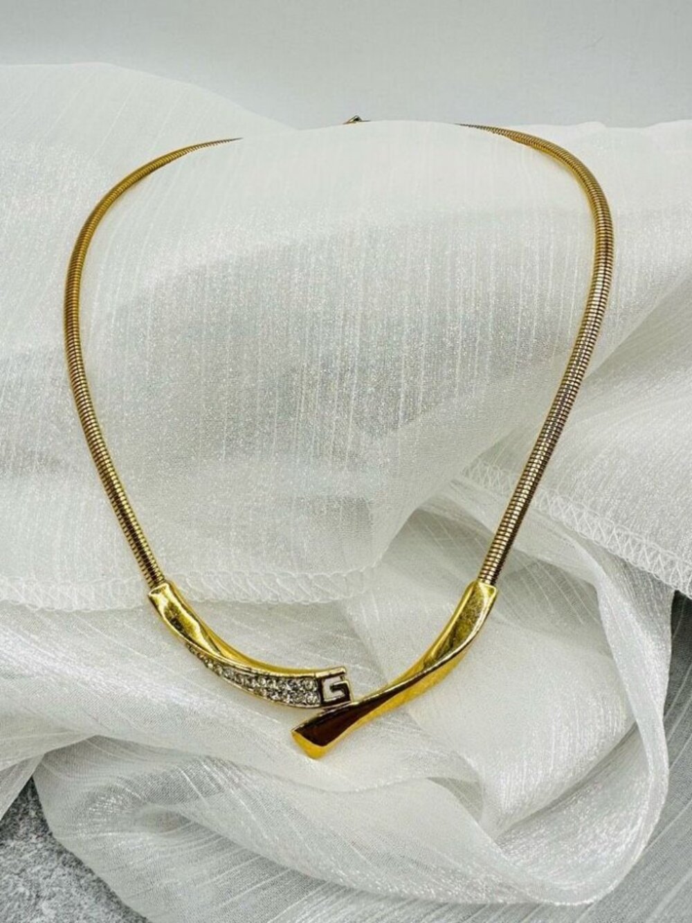 Vintage Givenchy Gold Rhinestone Crystal Necklace